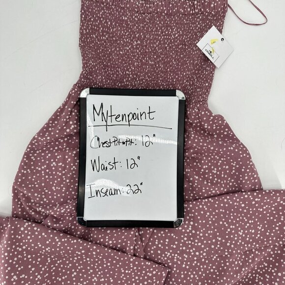 O'Neill Alicia Polka Dot Pink Smocked Strapless Wide Cropped Pants XS Jumpsuit - Picture 9 of 9